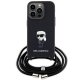 Karl Lagerfeld iPhone 15 Pro Case Saffiano Ikonik Monogram Crossbody, Black