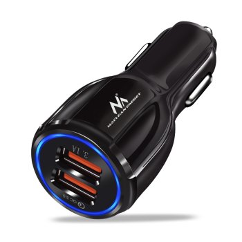 Maclean MCE478 B Car Charger, 2x USB, Quick Charge 3.0, 30W, Black