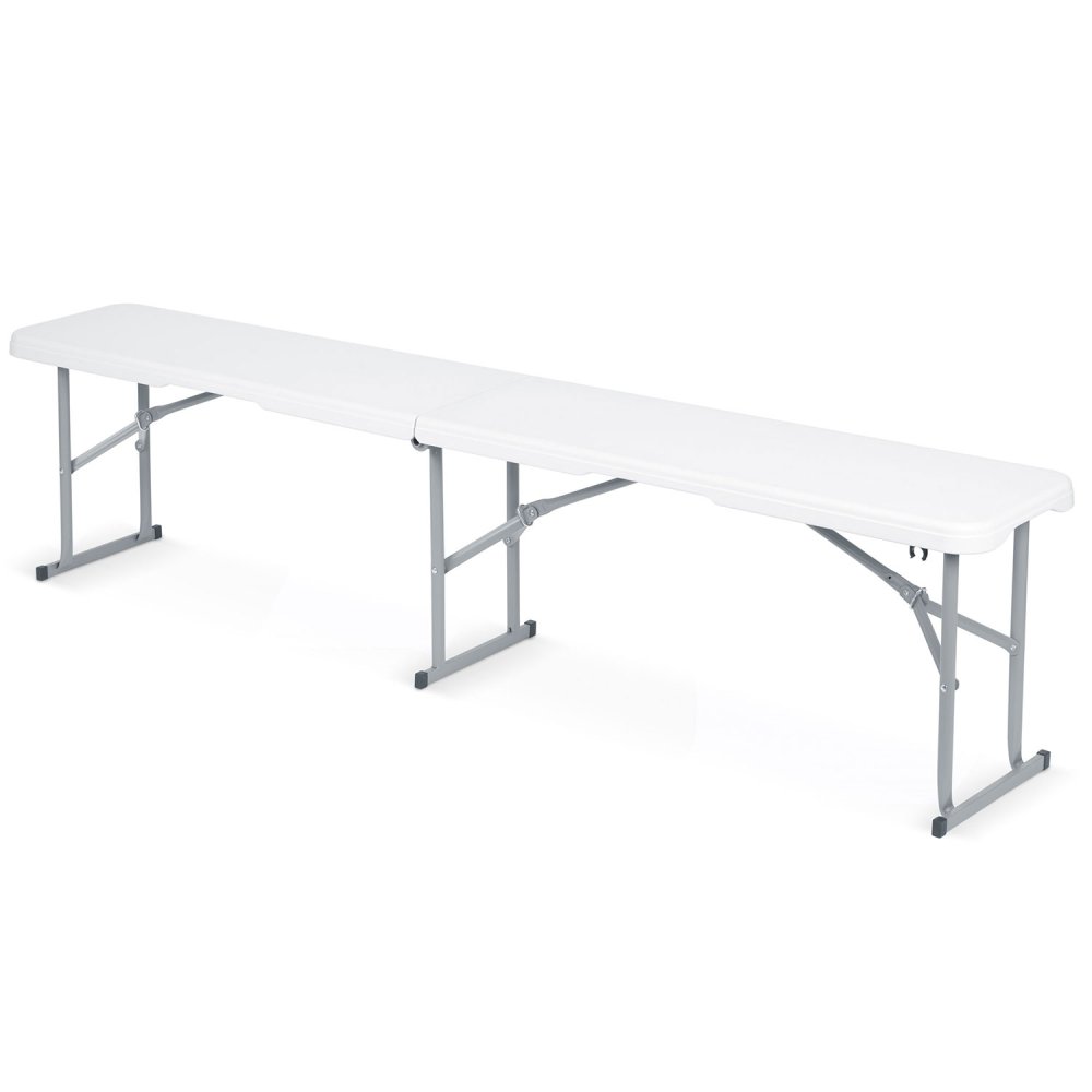 Plonos 180 cm White Folding Garden Bench - Sturdy Outdoor Seating (1)