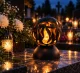 LED globe grave lantern with flame effect, 25 cm, black