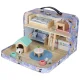 Wooden Dollhouse in a Suitcase - Pet Hotel with Furniture and Figures
