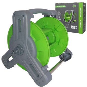 DIVODV Dārza šļūtenes spole un statīvs 1/2" 30m, pelēks/zaļš