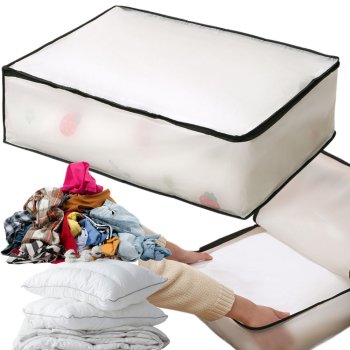 XL Clothes Storage Bag Organizer for Bedding, Blankets, and Comforters, 60x45x30 cm