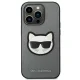 Karl Lagerfeld Saffiano Choupette Head Patch Case for iPhone 14 Pro, Silver