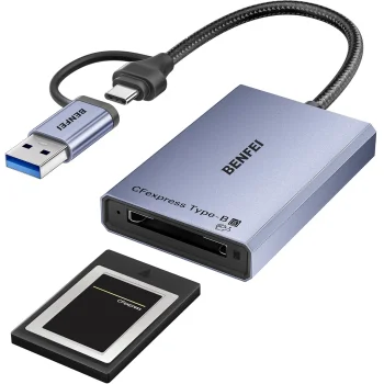 Benfei USB-C / USB-A 3.2 Gen 2 to CFexpress Type B Card Reader, 10Gbps, Grey