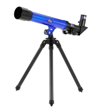 Educational Children's Telescope with Interchangeable Objectives of Different Magnifications (20x, 30x, 40x) and Tripod, blue