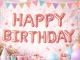 Happy Birthday Foil Balloon Garland, 13 Pcs, Pink