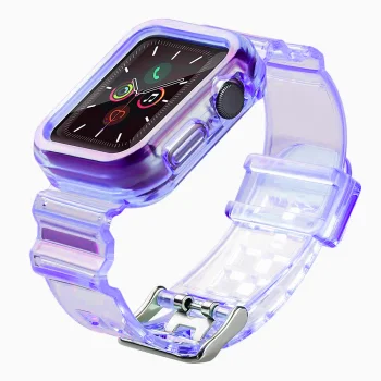 Strap Light Set Silicone Band with Case for Apple Watch 44mm - Purple