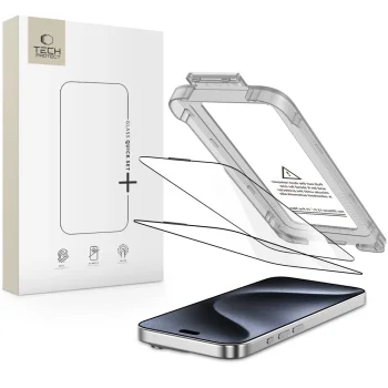 Tech-Protect Quick Set+ 2-pack tempered glass iPhone 15 Pro Max - black