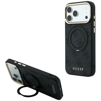 Guess Ring Stand 360 4G Classic Logo MagSafe Case for iPhone 17 Pro / 18 Pro, Black