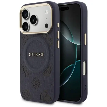 Guess Peony Hot Stamp MagSafe Phone Case Cover iPhone 17 Pro Max - Blue