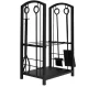 Kaminer PK011 Firewood Stand with Fireplace Accessories, Black