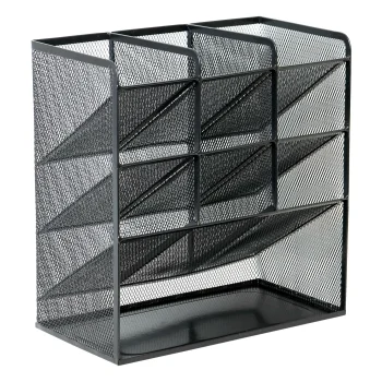 Metal Desk Organizer DA513 with 10 Compartments, Black