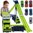 Car Carrier Truck Transporter with Slide Ramp and 6 Metal Cars 26527