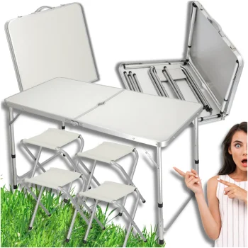 Bakalu KZ1138 Folding Camping Table Set with 4 Chairs