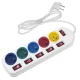 Maclean MCE204 M/W Power Strip, 5 Outlets with Switches, 1.5m