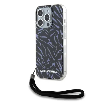 Karl Lagerfeld iPhone 15 Pro Max Case IML Zebra Pattern & Cord, Purple