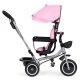 ECOTOYS 2-in-1 Kids Tricycle Stroller with Rotating Seat and Canopy, Pink