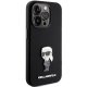 Karl Lagerfeld iPhone 15 Pro Case Silicone Ikonik Metal Pin, Black