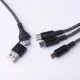 Maxlife All-in-1 Cable USB/USB-C to Lightning and 2x USB-C 66W 1m Black