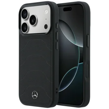 Mercedes Leather Mesh with Bow Line MagSafe Case for iPhone 17 Pro, Black
