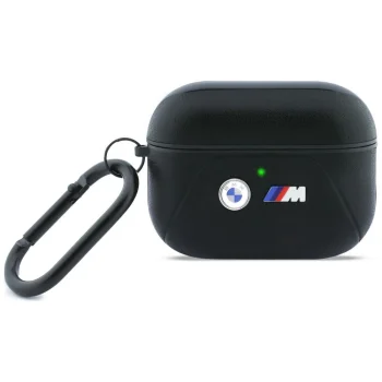BMW Curved Lines dėklas ausinėms Apple AirPods Pro 3 su karabinu, juodas