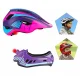 Rockbros TT-32SBPP-M Children\'s Bicycle Helmet with Removable Chinbar, Size M, Purple-Pink
