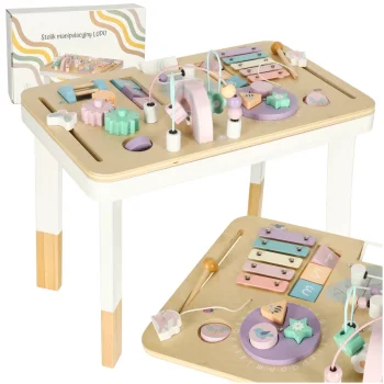 Lulilo Ludo 2-in-1 Wooden Sensory Table & Activity Board, Pink