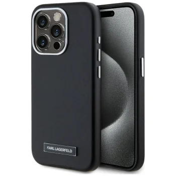 Karl Lagerfeld iPhone 15 Pro Max Case FW Metal Plate MagSafe, Black