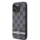 DKNY iPhone 14 Pro Max Case Leather Checkered Mono Pattern, Black