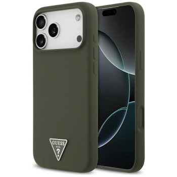 Guess Silicone Triangle Logo MagSafe Case for iPhone 17 Pro Max Khaki