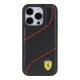 Ferrari iPhone 15 Pro Case Perforated Waves Metal Logo, Black