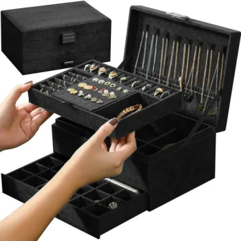 Soulima 22262 Elegant Jewelry Box with Key, Black
