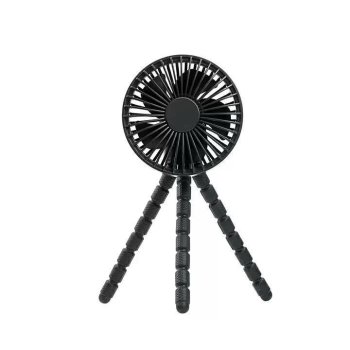 USB desk fan with battery and flexible tripod stand, black