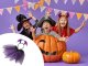 Kids Halloween costume with skirt and headband, black, purple