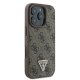 Кожаный чехол Guess 4G Triangle Strass MagSafe для iPhone 16 Pro Max - коричневый