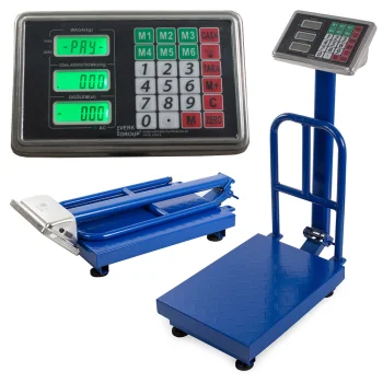 Electronic Platform Scale with Backrest 300kg LCD Blue