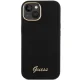 Guess iPhone 15 Pro Case Silicone Script Metal Logo & Frame, Black