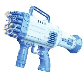 Bubble gun for kids with 32 nozzles and large tank, blue