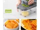 Vegetable and Fruit Slicer Chopper with 13 Interchangeable Blades and Container, Green/Grey