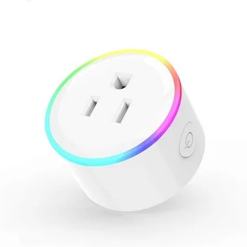 Tuya Smart Wi-Fi Plug with RGB LED Light, US Plug, White