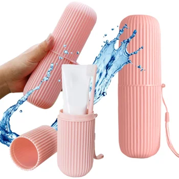 Travel Toothbrush and Toothpaste Case Organizer, Pink