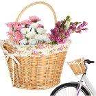 Wicker Front Bike Basket RALLEX Quick Release Click Mount, Floral