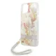 Guess Flower Strap iPhone 14 Plus 6.7 Case with Wristlet, Purple