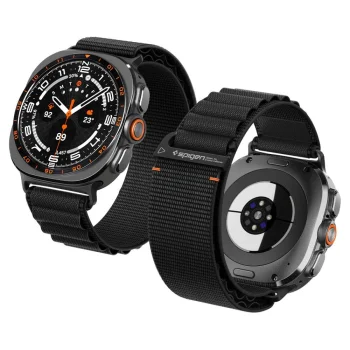 Nailoninis dirželis Spigen WBF1 laikrodžiui Samsung Galaxy Watch Ultra 47mm, juodas