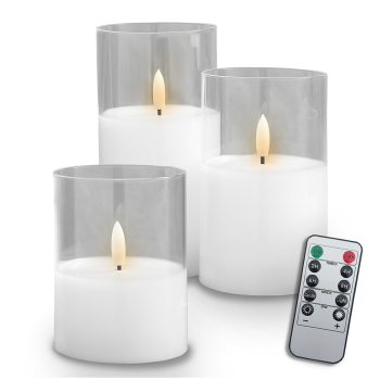 Decorational Set of 3 LED Candles with Remote Control