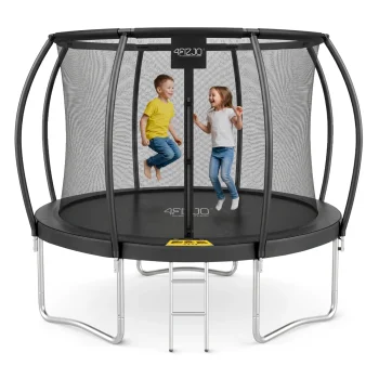 4FIZJO PRO Garden Trampoline with Inner Net and Ladder 305cm 10FT, Black