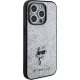 Karl Lagerfeld Glitter Choupette Logo Case for iPhone 15 Pro, Silver