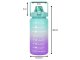 Motivational Water Bottle with Straw 2000 ml, Blue-Purple