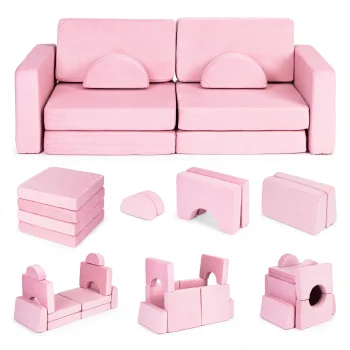 Ecotoys TMSRT-15 Modular Kids Sofa (10 Pieces), Pink